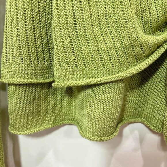 Coldwater Creek Green Tie Front Sweater Linen Cotton Size Small Y2K 90s Friends - Picture 5 of 12